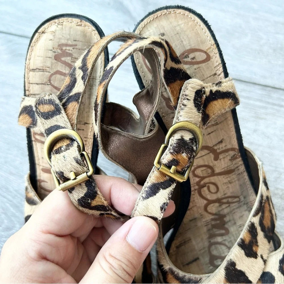 Sam Edelman Sqaure Toe Calf Hair Platform Heel Sandals - Picture 11 of 14